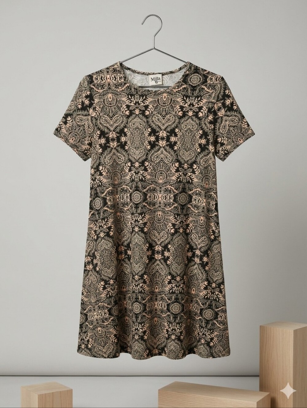Show Me Your MuMu Black and Cream Printed Midi Dress